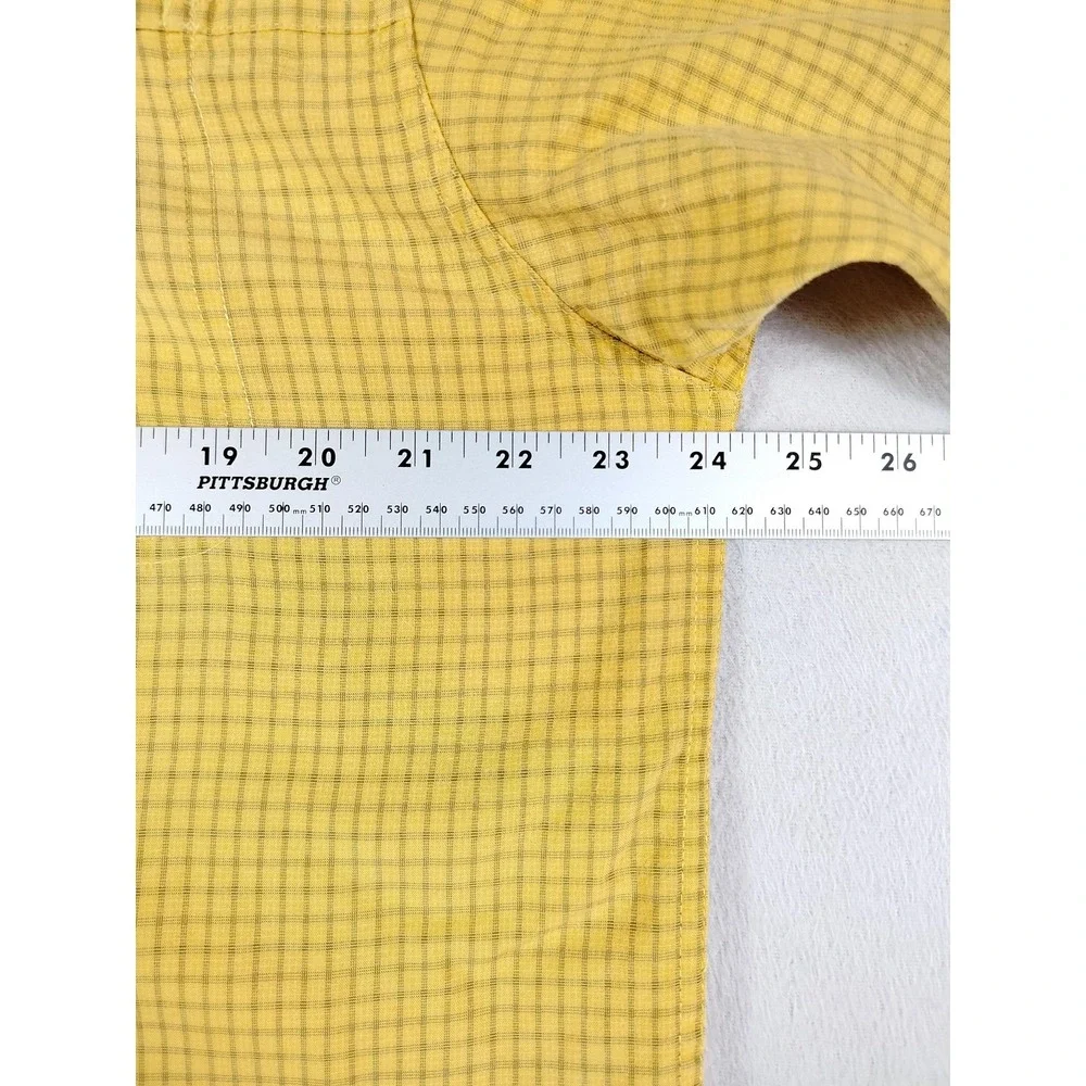 The North Face Shirt Mens Large‎ Yellow Check Short Sleeve Button Up Outdoor